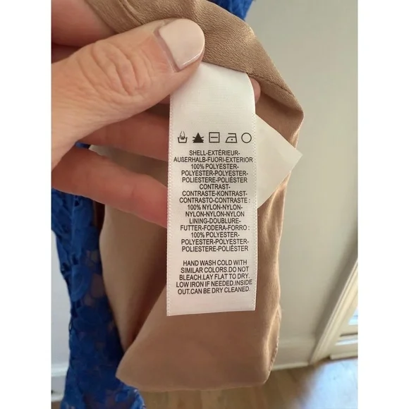 DRESS THE POPULATION Jayleen Electric Blue Lace Midi Cocktail Dress size S EUC - Picture 3 of 9